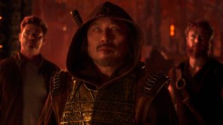 (L-R) Karl Urban as &ldquo;Johnny Cage&rdquo;, Hiroyuki Sanada as &ldquo;Scorpion&rdquo;, and Josh Lawson as &ldquo;Kano&rdquo; in New Line Cinema&rsquo;s &ldquo;Mortal Kombat 2,&rdquo; a Warner Bros. Pictures release.