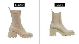 designer dupes Chloe and Zara rubber boots