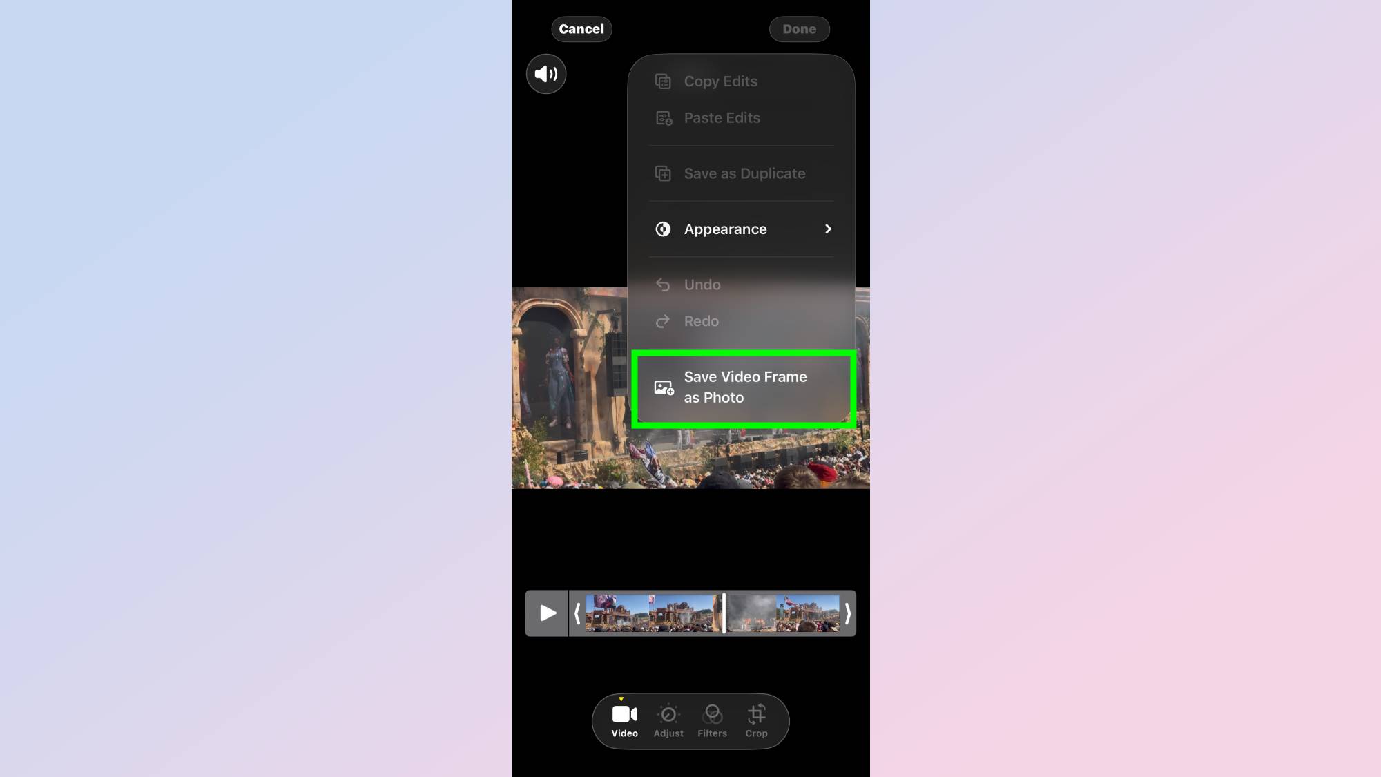 How to save video frame as photo on iPhone in iOS 27