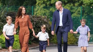 Prince George, Charlotte and Louis arrive for a settling in afternoon at Lambrook School accompanied by Prince William and Princess Kate