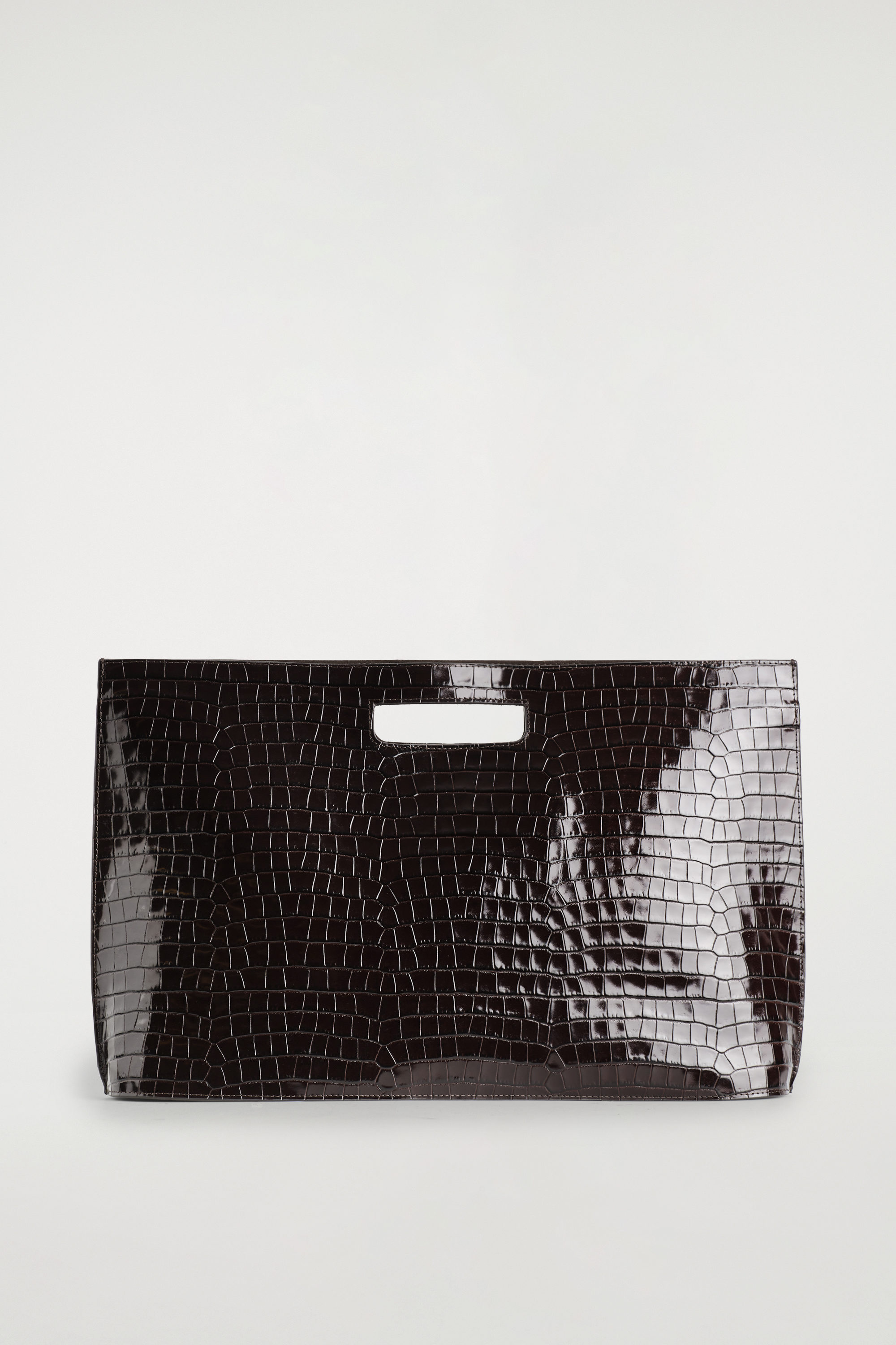 Folio Oversized Bag - Croc-Effect Leather
