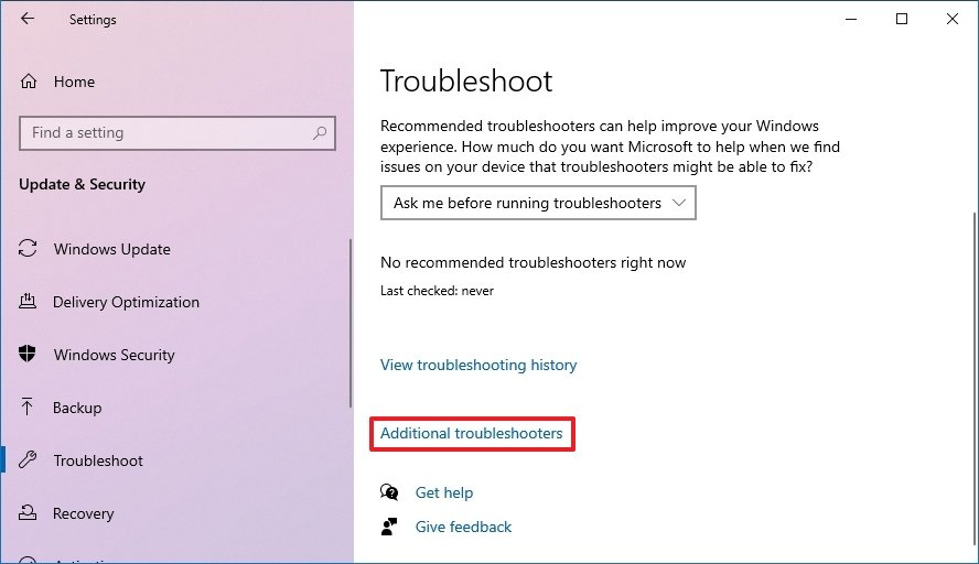 Additional troubleshooters option