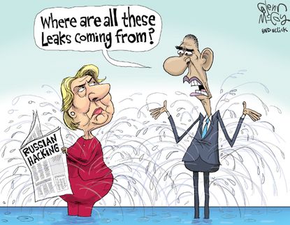 Political cartoon U.S. Hillary Clinton Obama Russian hacking