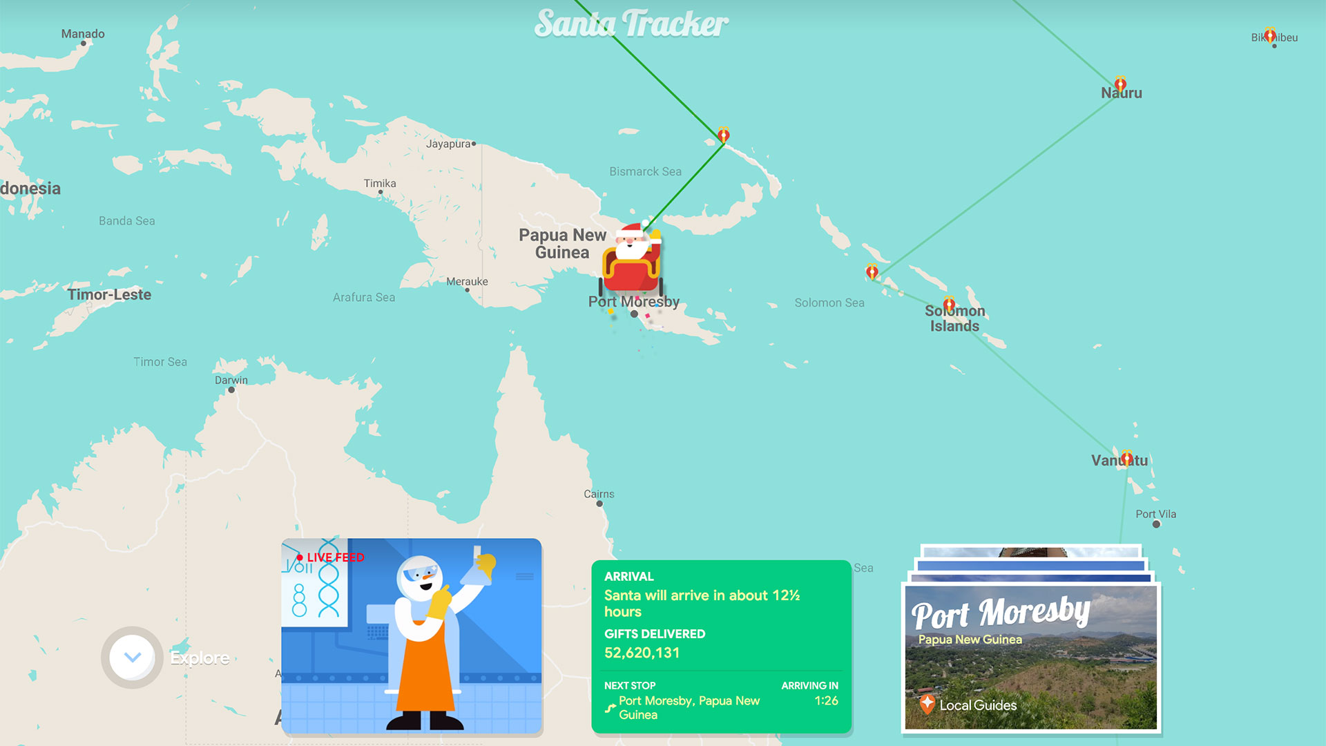 Санта в Папуа-Новой Гвинее на Google Santa Tracker