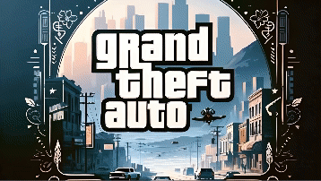 AI generated image resembling the GTA logo from Rockstar games