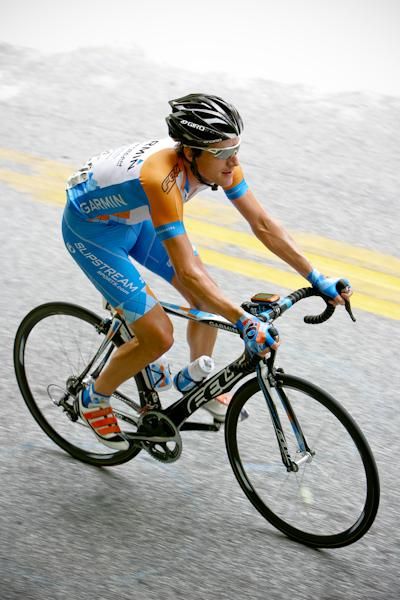 Dave Zabriskie (Garmin-Slipstream) gets up Paris Mountain by himself.
