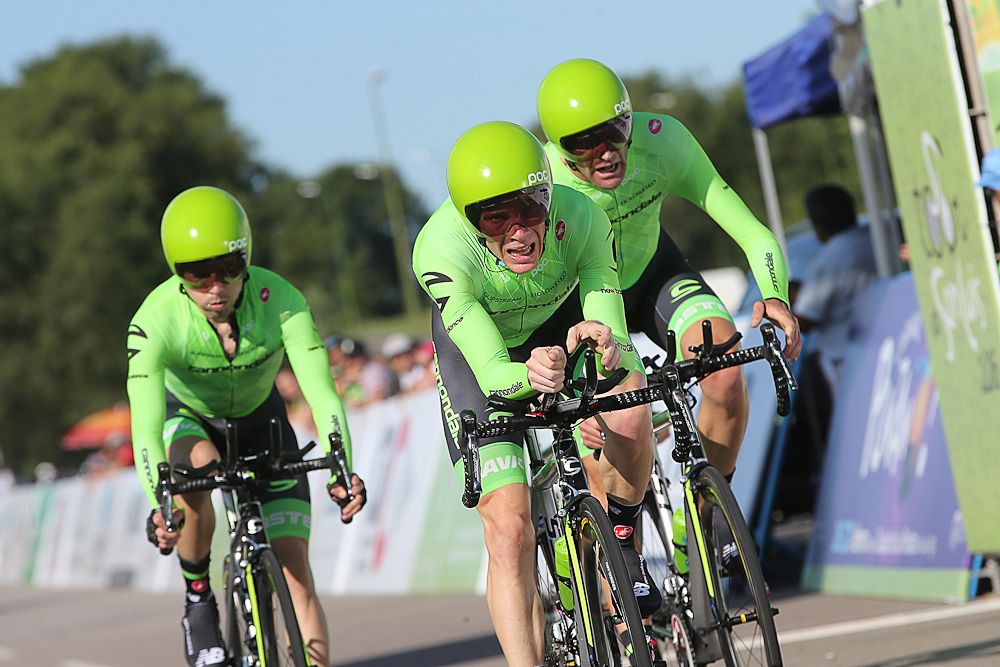 Andrew Talansky crosses the line during stage 1 at the Tour de san Luis.