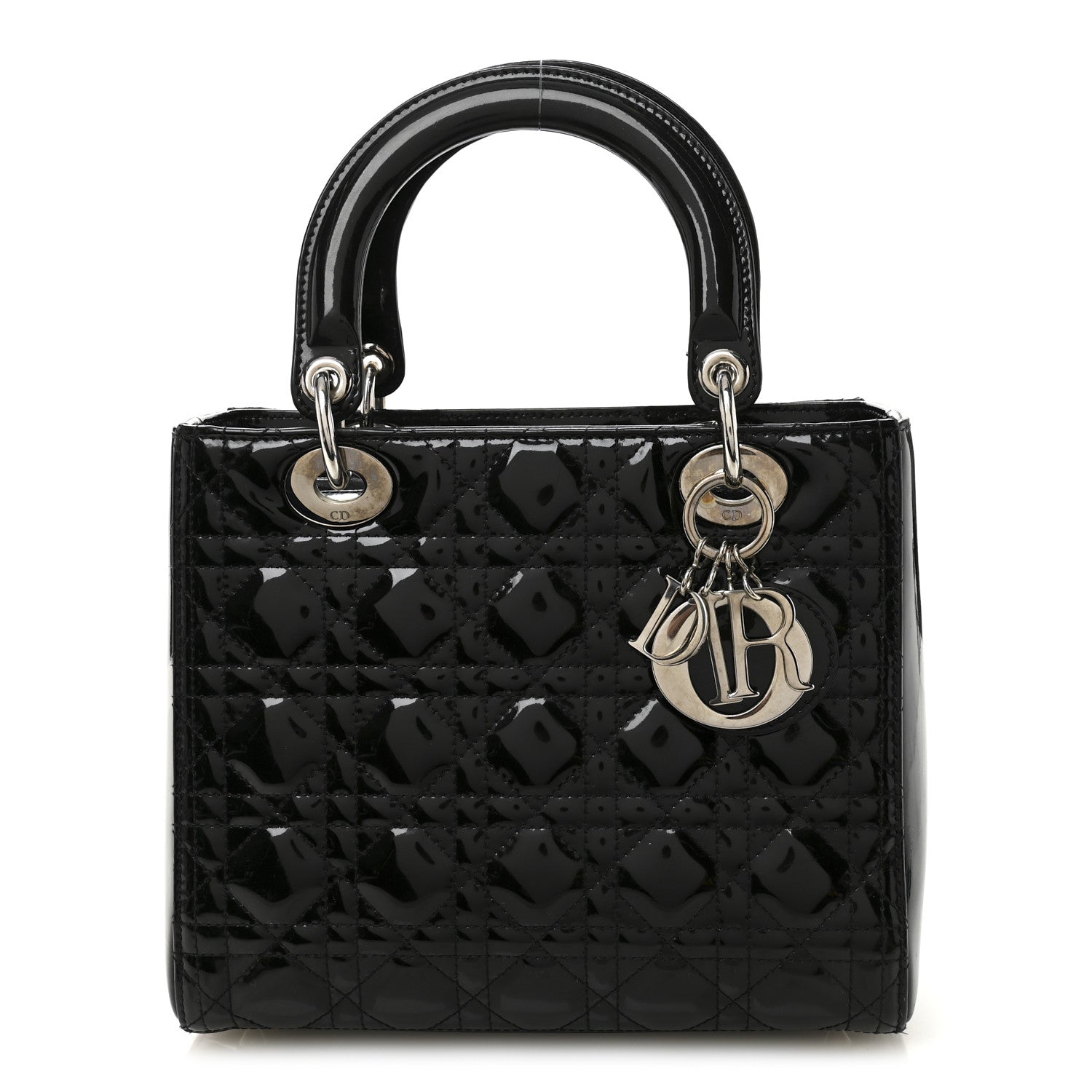 Christian Dior Patent Cannage Medium Lady Dior Black