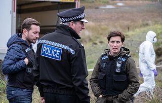 Line of Duty Sunday 14th shows Hastings with Steve and Kate at a crime scene