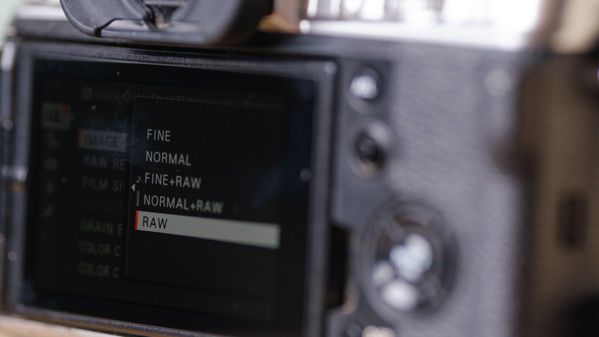 The RAW settings on the back of a Fujifilm X-T4