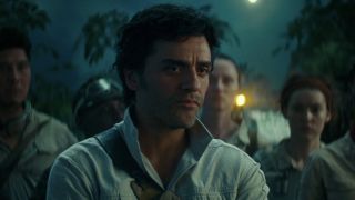 Poe telling the resistance about Palpatine's return.