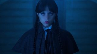 A close-up of Jenna Ortega in Wednesday season 2.