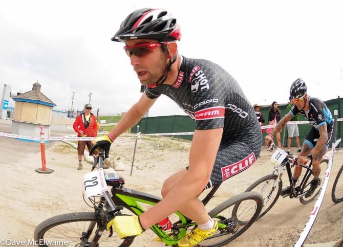 Troy Wells (Team Cliff Bar) leading cyclo-cross specialist Ben Berden