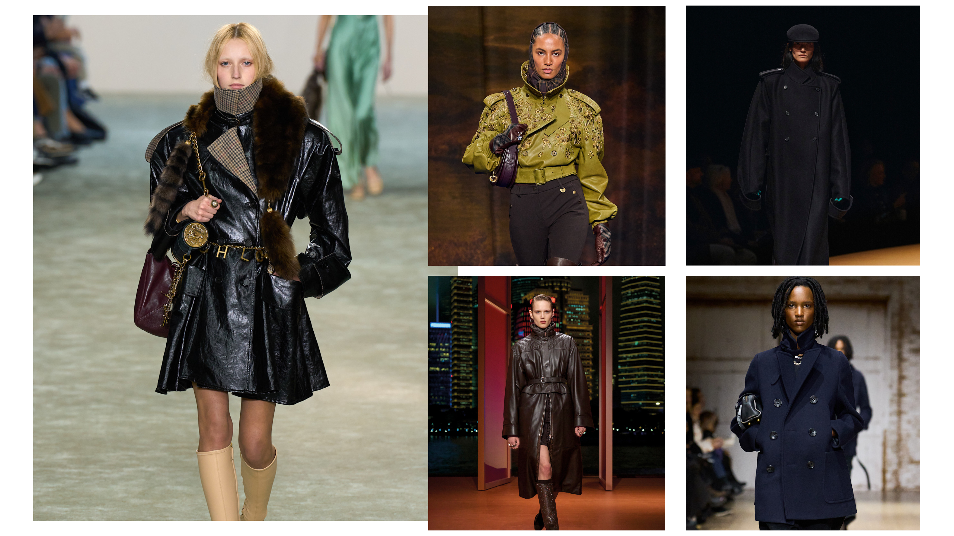 funnel neck coats at Chlo&amp;eacute;, Burberry, Khaite, Hem&amp;egrave;s, and Coach