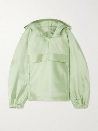 Oversized Satin-Twill Hooded Jacket