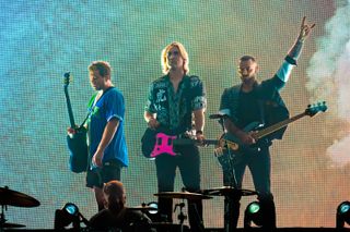 James Bourne, Charlie Simpson and Matt Willis of Busted perform at The O2 Arena on September 10, 2023 in London, England.