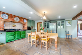 kitchen with green Aga