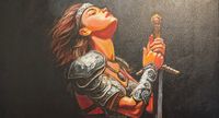 Fantasy art showing a woman with a sword