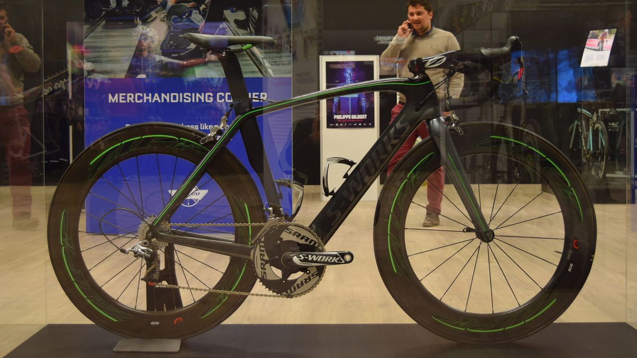 Mark Cavendish's 2013 Specialized S-Works Venge in custom livery. Cavendish won 19 teams in his debut season with the Belgian team