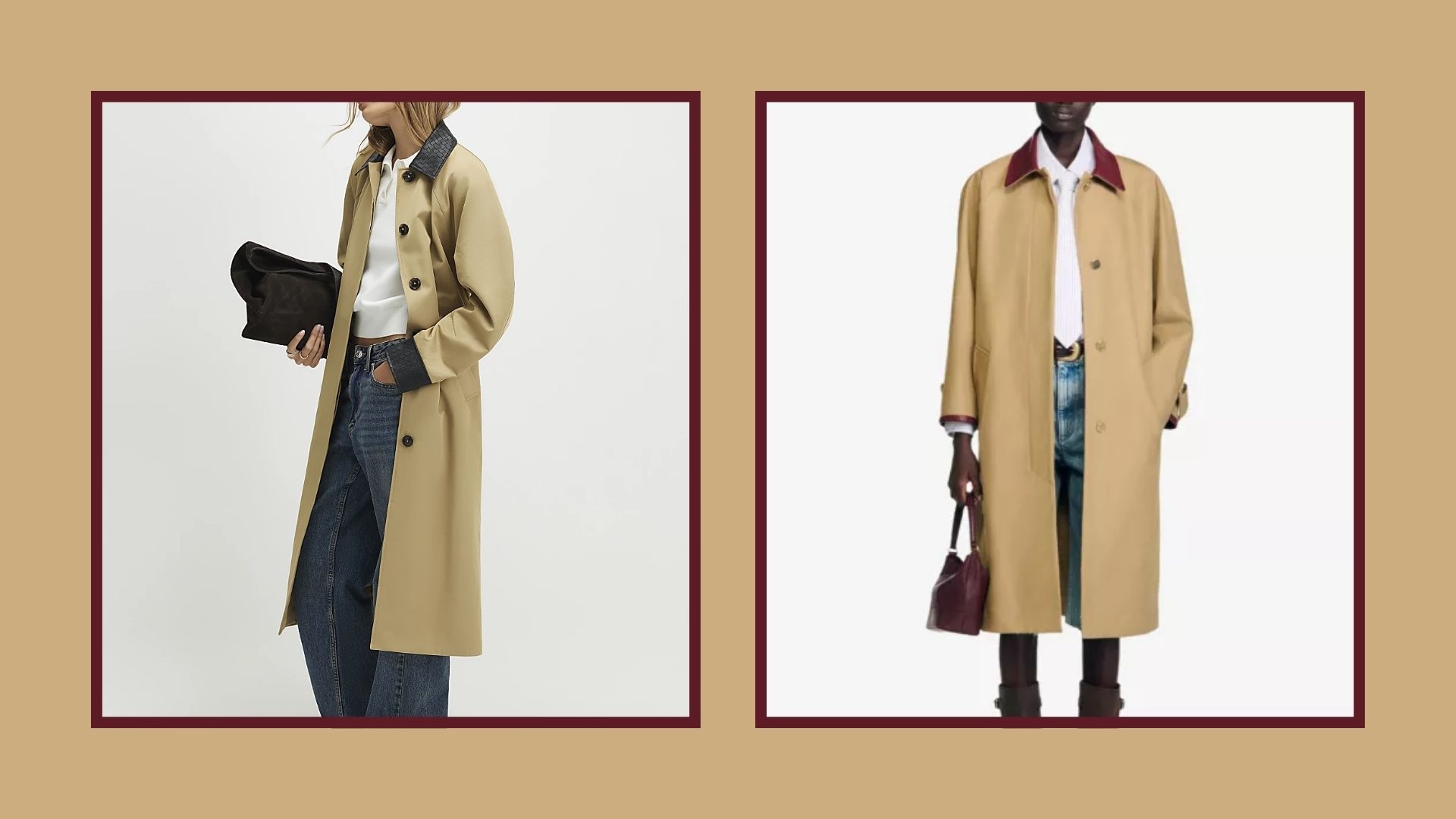 high street lookalike for Sandro's leather trimmed trench coat