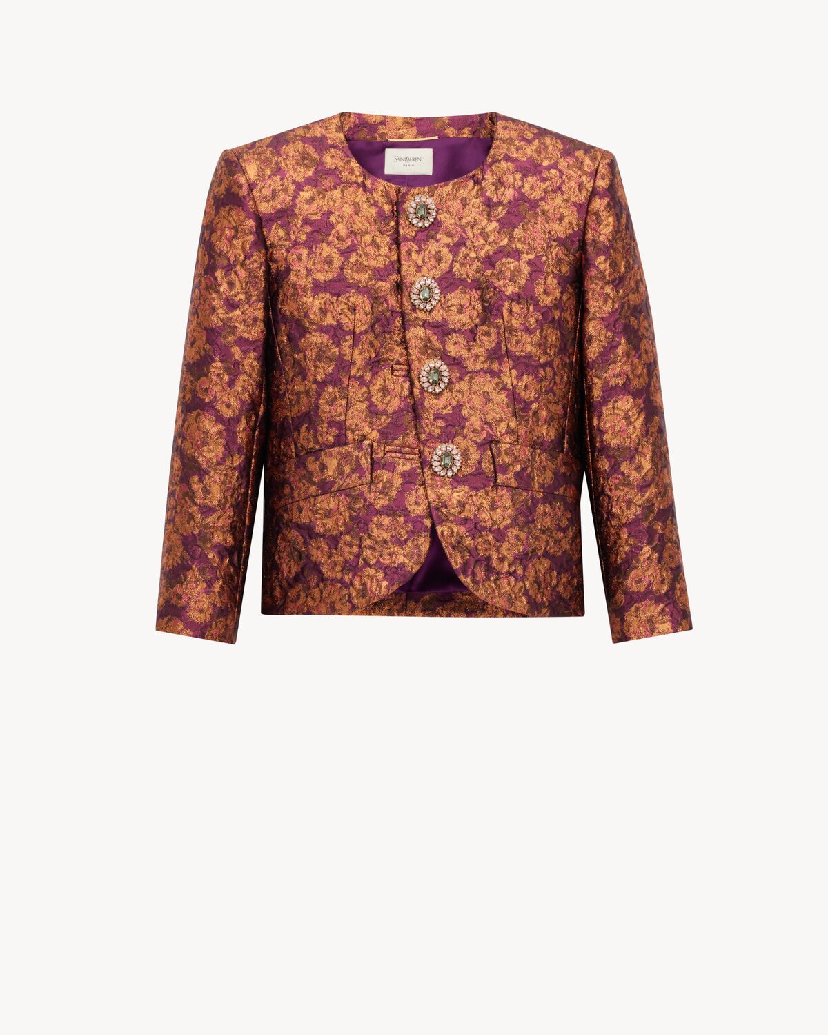 Women's Jacket in Lurex Brocade in Bordeaux