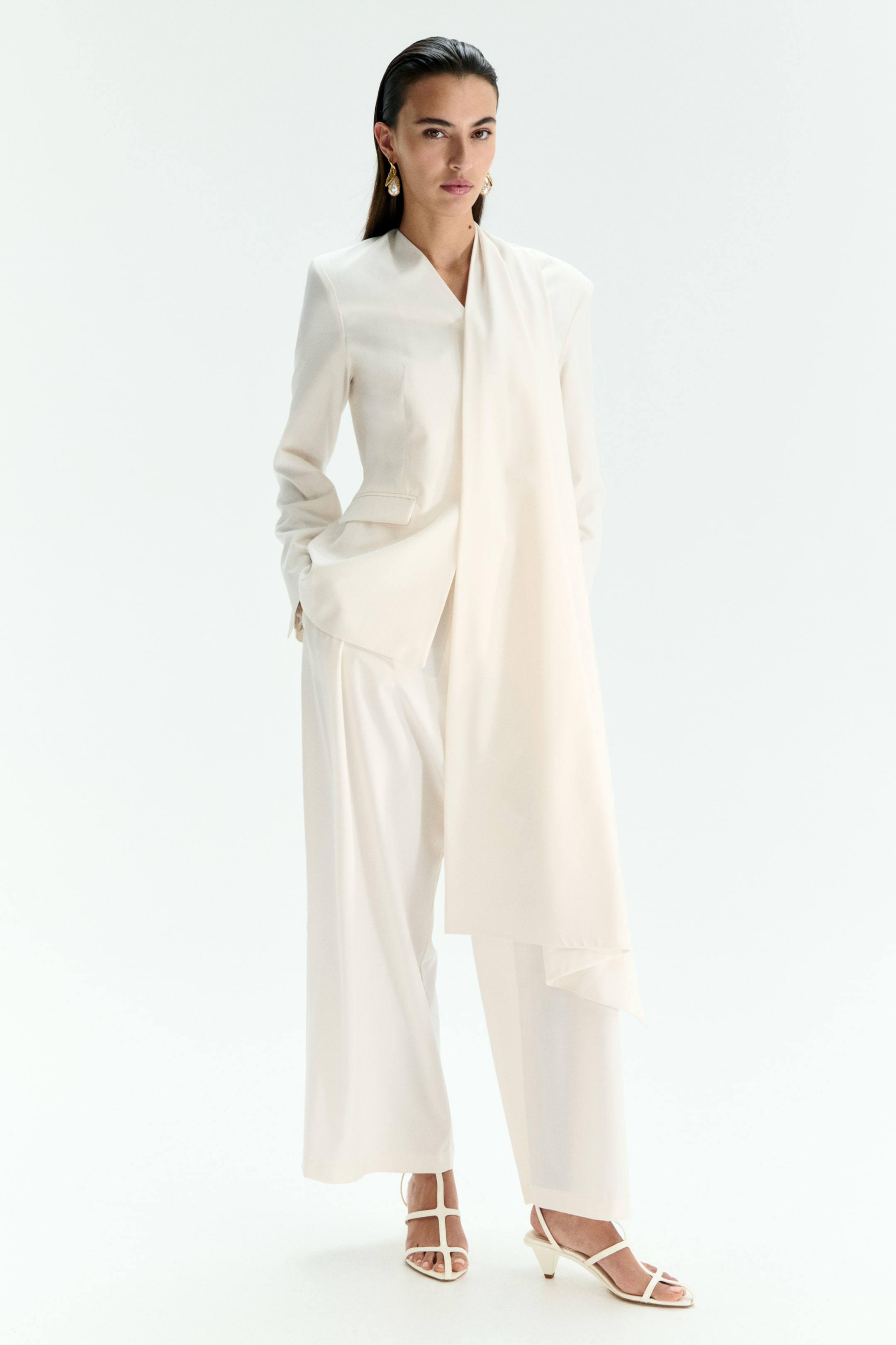Wide Wrapover Trousers - White