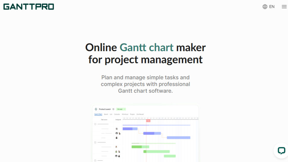 GanttPRO website screenshot (May 2025)