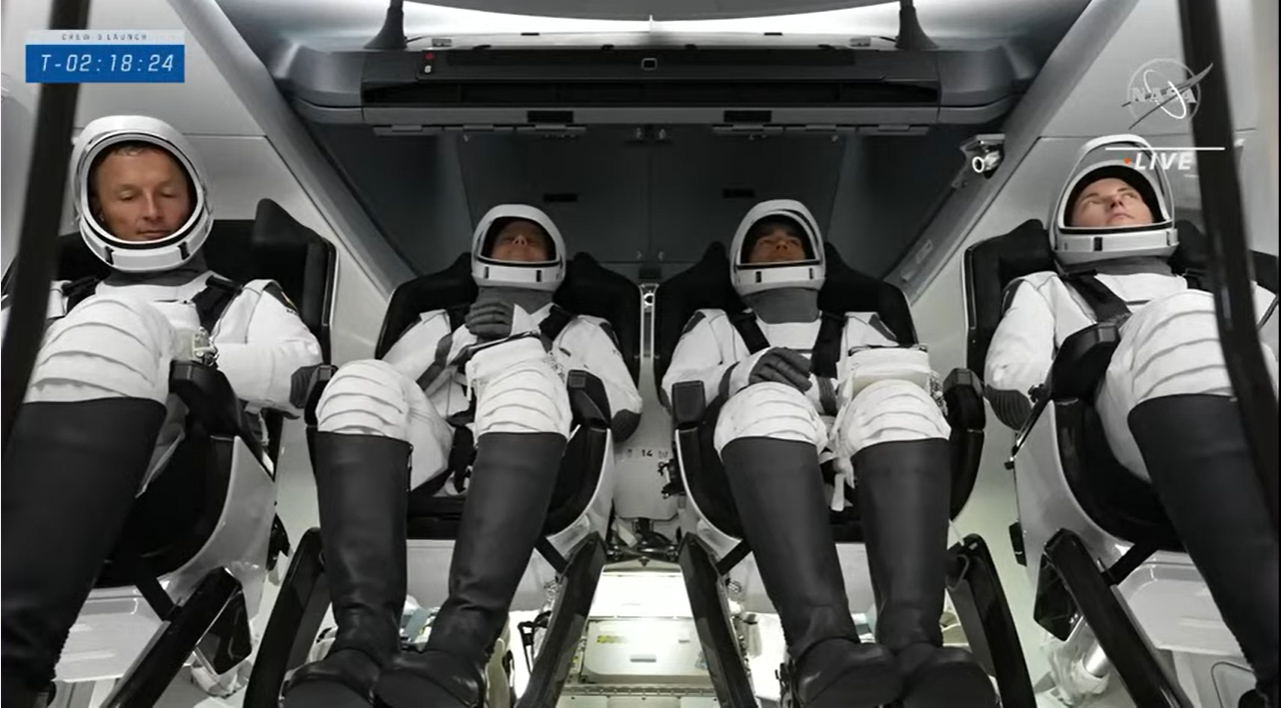 Top Stories Tamfitronics SpaceX's Crew-3 astronauts are seen inside their Crew Dragon Endurance ahead of a planned launch from NASA's Kennedy Space Center Pad 39A on Nov. 10, 2021.