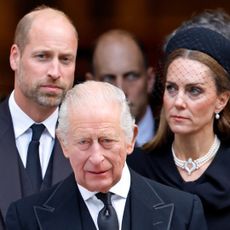 King Charles, Prince William and Kate Middleton wearing black at the Duchess of Kent's funeral