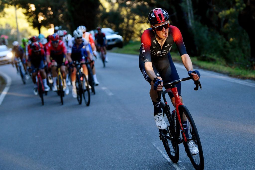MONCHIQUE PORTUGAL FEBRUARY 17 Dylan Van Baarle of Netherlands and Team INEOS Grenadiers attacks during the 48th Volta Ao Algarve 2022 Stage 2 a 1824km stage from Albufeira to Alto Da Foia Monchique 890m VAlgarve2022 on February 17 2022 in Monchique Portugal Photo by Luc ClaessenGetty Images