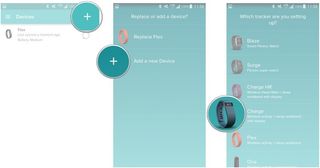 Tap add button, add a new device, Fitbit model you wish to add