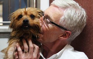 Paul O'Grady with Wilma kiss