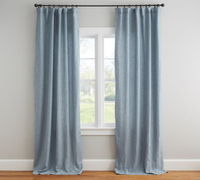 Custom Belgian Flax Linen Rod Pocket Blackout Curtain, Blue Chambray starting at $65, at Pottery Barn