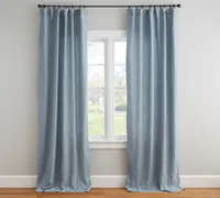 Custom Belgian Flax Linen Rod Pocket Blackout Curtain, Blue Chambray starting at $65, at Pottery Barn