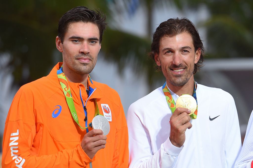 Mixed emotions for Tom Dumoulin (Netherlands) on the podium