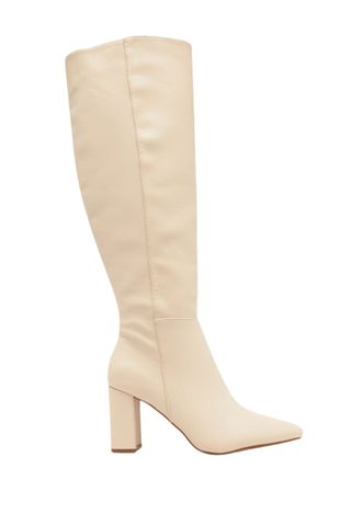 knee high cream leather boots