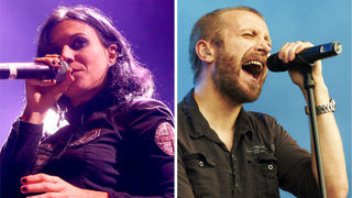 Cristina Scabbia of Lacuna Coil and Nick Holmes of Paradise Lost onstage in 2012