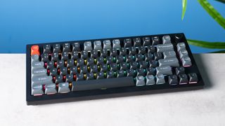 A black Keychron V1 Ultra 8K mechanical keyboard