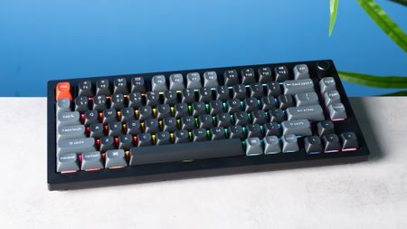 A black Keychron V1 Ultra 8K mechanical keyboard