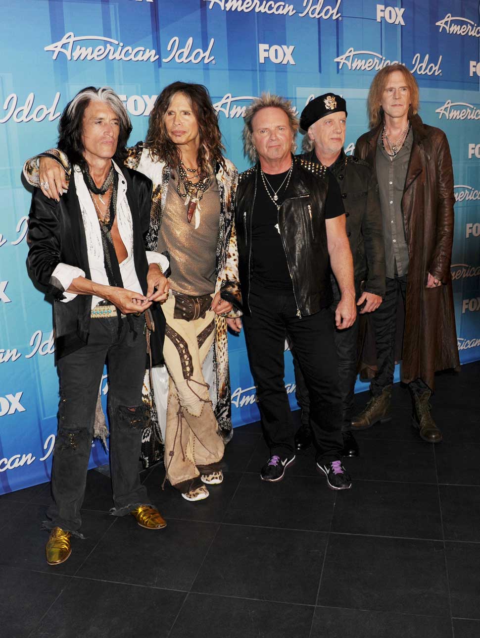 Aerosmith on the red carpet at the final of the 2012 series of American Idol