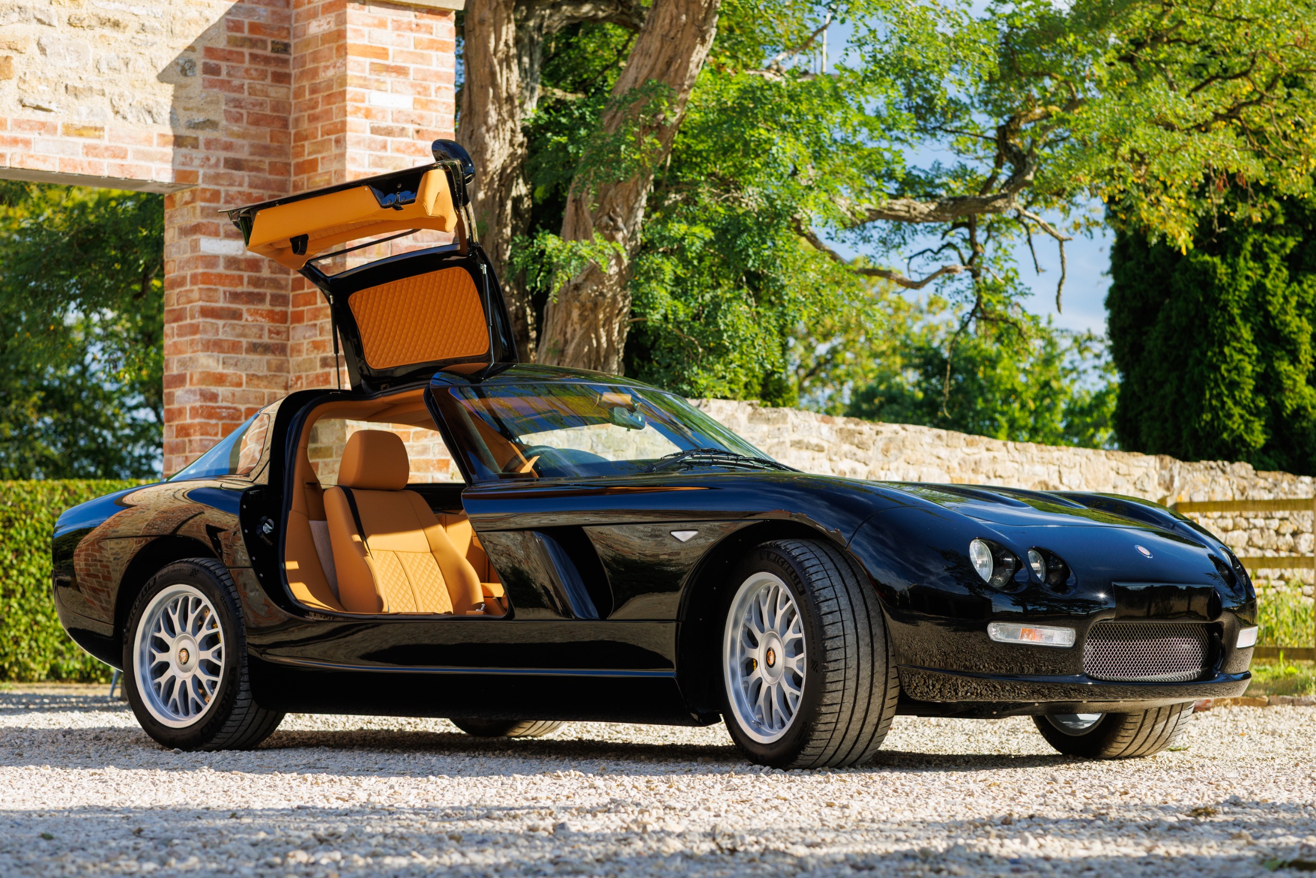 Details of the Bristol Fighter, with its black exterior and leather interior
