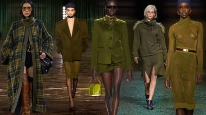 Olive green color trend on the F/W 2024 runways