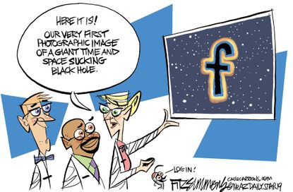 Editorial Cartoon U.S. Facebook time and space black hole
