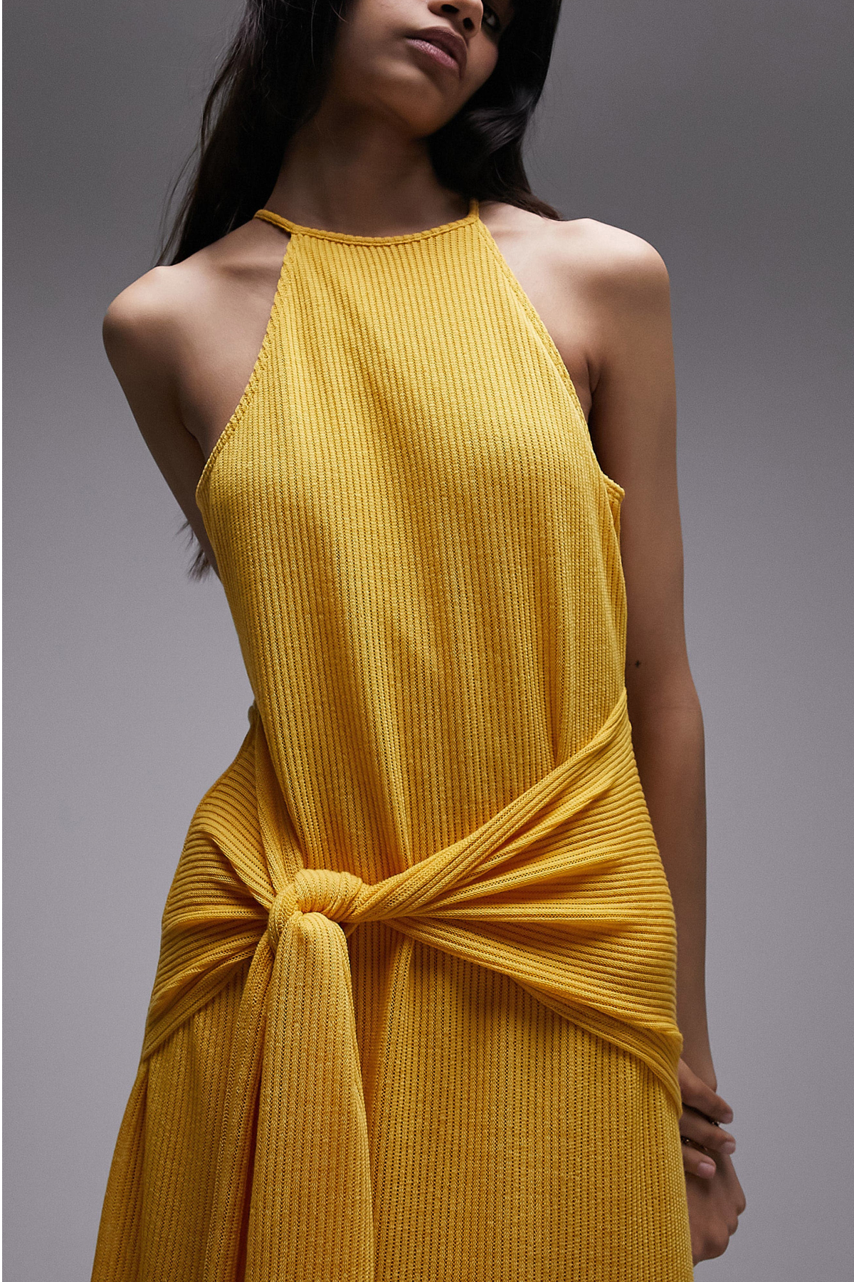 Topshop Tie Waist Rib Dress