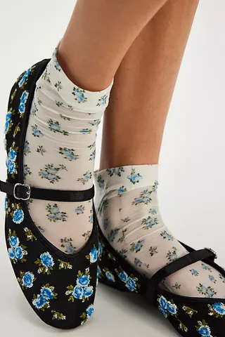 For Love & Lemons Floral Crew Socks