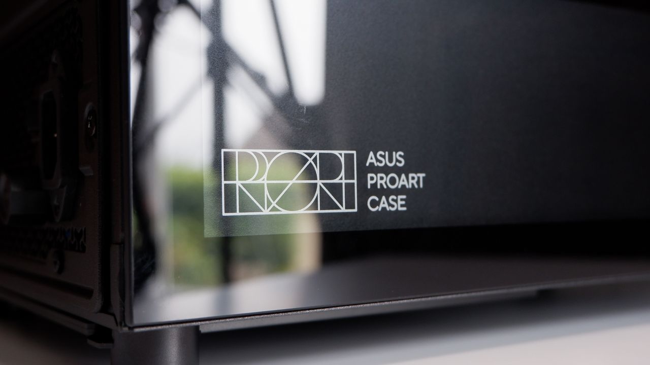 A gaming PC in the process of being built, using Radeon and Ryzen components and an Asus Pro Art PA401 PC case.