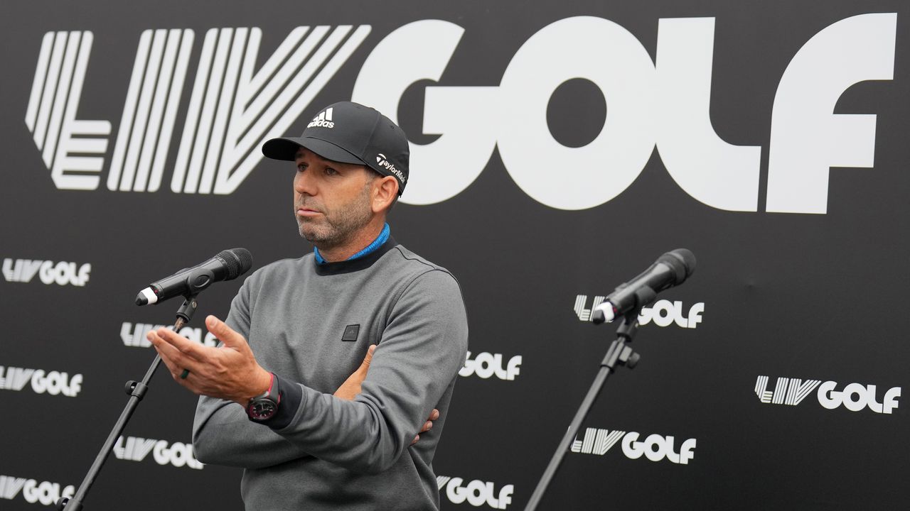 Sergio Garcia being interviewed at the LIV Golf Invitational London