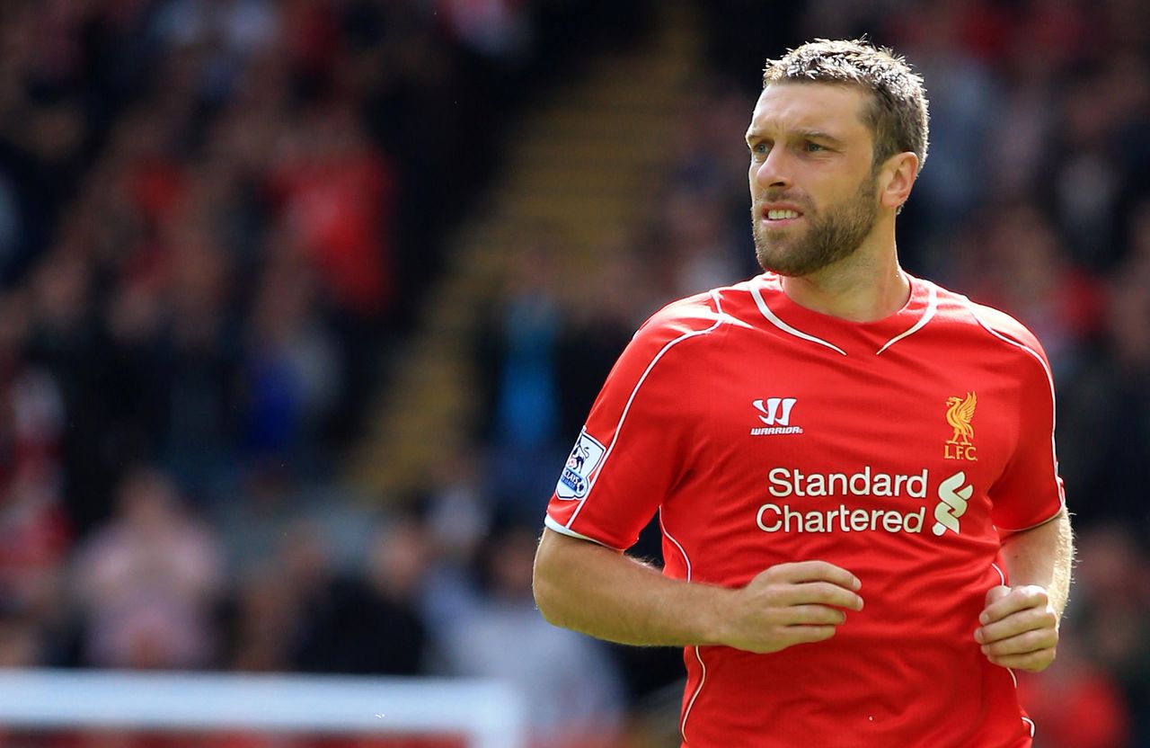 Rickie Lambert playing for Liverpool in 2014