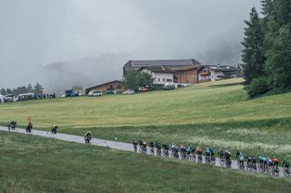 Picture by Zac Williams/SWpix.com - 21/05/2024 - Cycling - 2024 Giro d'Italia, Stage 16 - Laas - Santa Cristina Valgardena (Monte Pana) Italy - The peloton.