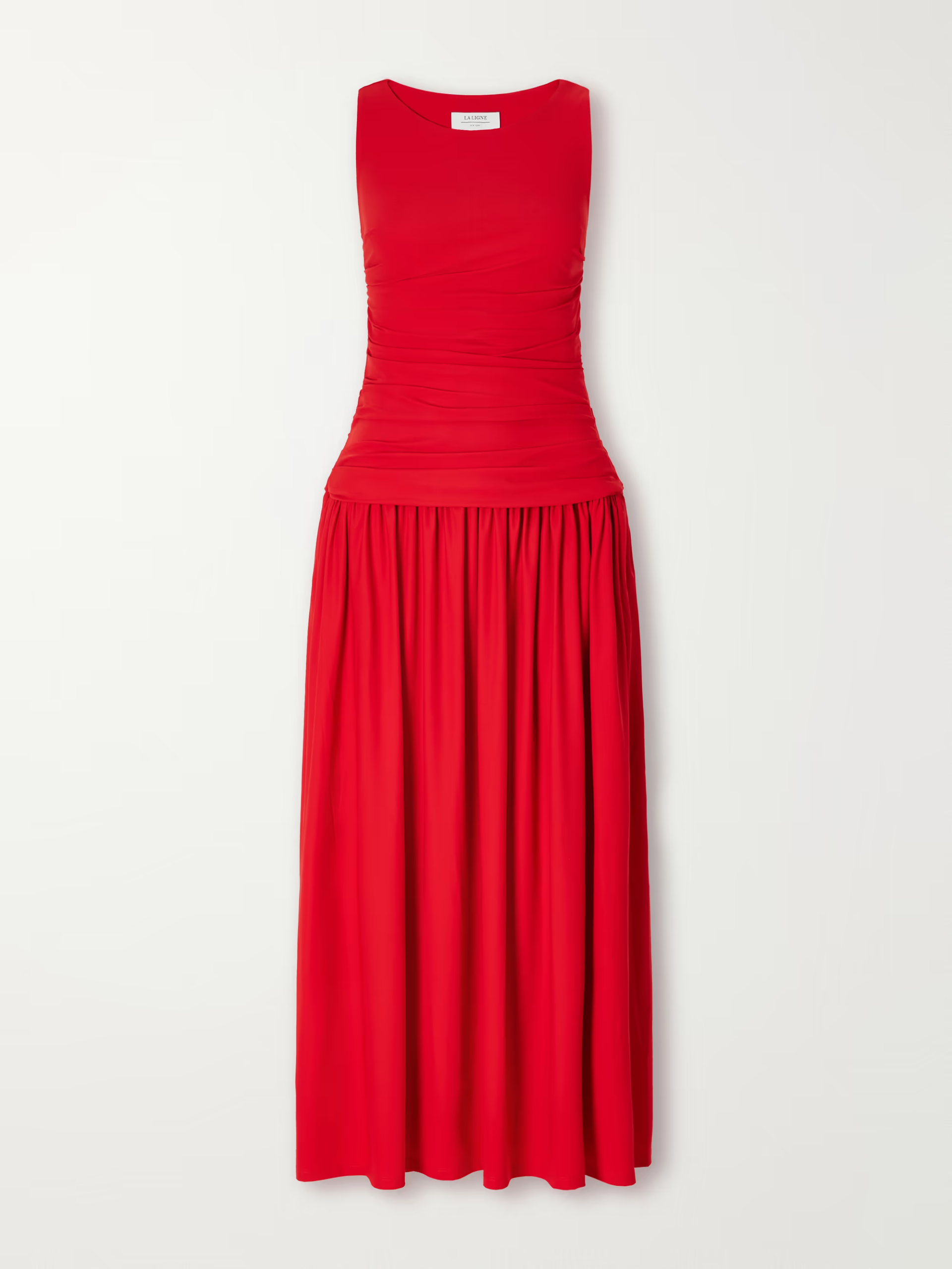 LA LIGNE , Ruched Pleated Stretch-Jersey Midi Dress